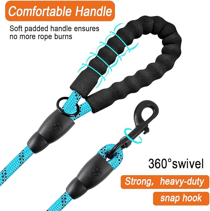 BARKBAY Dog Leashes for Large Dogs Heavy Duty Dog Leash 4/5/6 FT with Comfortable Padded Handle and Highly Reflective Threads for Medium Large Dogs Walking Training Running (4FT-1/2'',Blue)