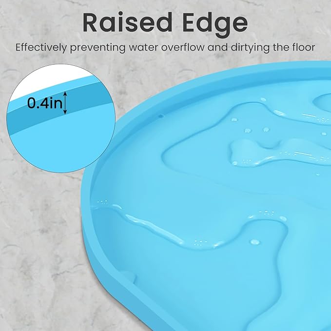 Ptlom Pet Placemat for Dogs and Cats, Non-Slip Waterproof Dog Feeding Mats Prevent Food and Water Overflow, Puppy Bowl Mat Suitable for Small, Medium and Large Pets, Silicone, Sky Blue