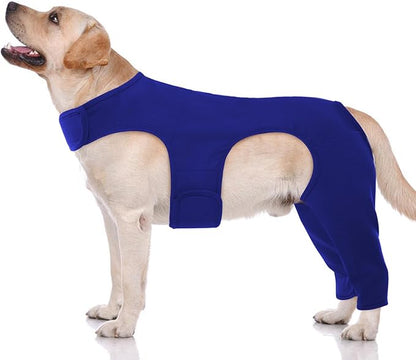 ROZKITCH Recovery Sleeve for Dogs Back Leg Rear Right Left, Pet Prevent Licking Wound Elbow Protector, Dog Recovery Suit Cone Collar Alternative for Sprain ACL CCL Arthritis Joint Care Blue M
