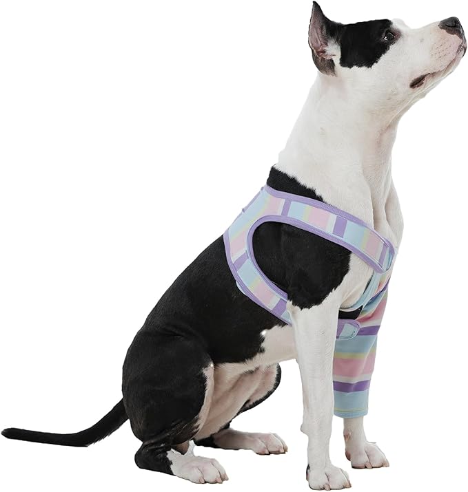 ROZKITCH Dog Sleeves for Wounds Front Legs Right Left,Striped Leg Protector Prevent Licking Scratching Chewing Bandages, Stretchy Elbow Cover for ACL CCL Arthritis Stripe M