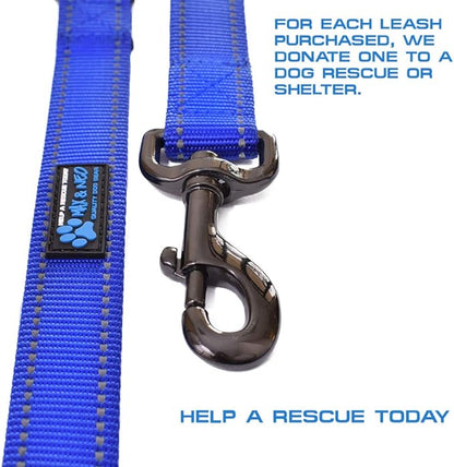 Max and Neo Double Handle Traffic Dog Leash - Reflective, Donates to Dog Rescue (Teal, 4 FT)
