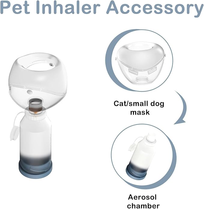 Cat Inhaler Spacer, for Cats and Small Dogs, Pet Aerosol Chamber with Silicone Mask, for First Aid at Home or Outdoors S