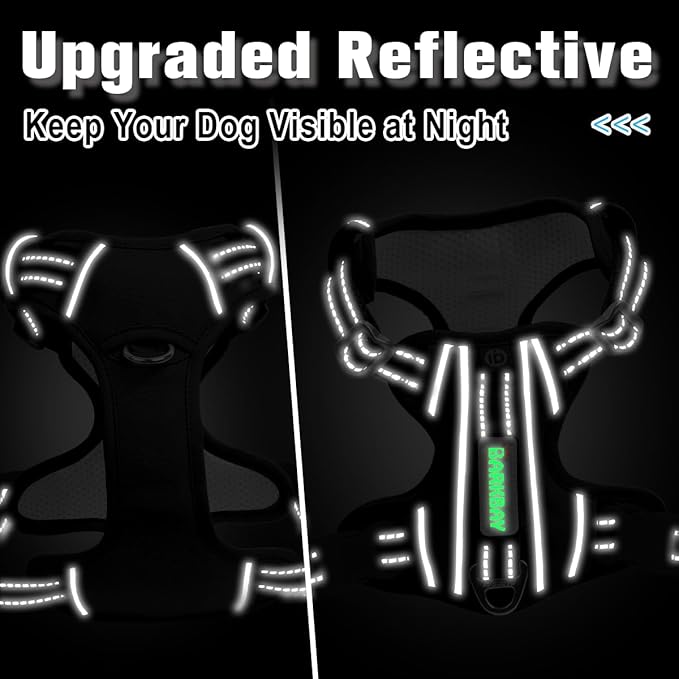 BARKBAY Dog Harness No Pull Oxford with ID Tag Pocket - Heavy Duty, Reflective, Easy Control for Large Dogs(Black Oxford,S)