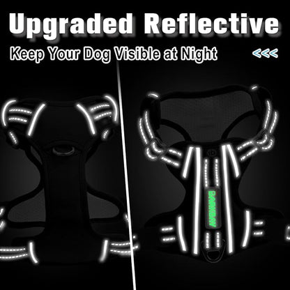 BARKBAY Dog Harness No Pull Oxford with ID Tag Pocket - Heavy Duty, Reflective, Easy Control for Large Dogs(Black Oxford,S)