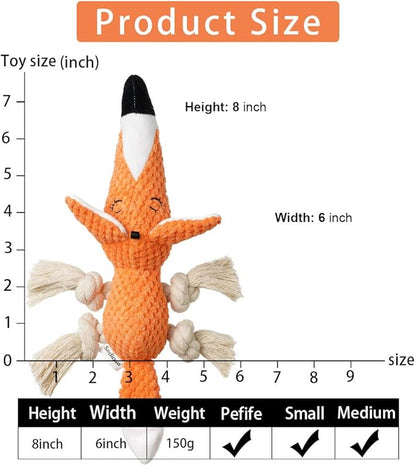 Sedioso Cute Squeaky Dog Toy, Stuffed Plush Toy for Puppies, Durable Dog Chew Toy for Small, Middle, Large Breed (Orange Fox)