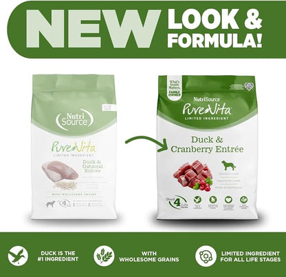 NutriSource Pure Vita Duck & Cranberry Dog Food, 4LB