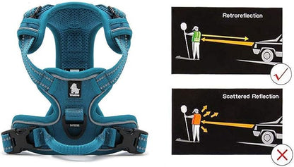 JUXZH Truelove No Pull Dog Harness with Easy Control Handle and 2 Leash Attachments,Reflective Adjustable Pet Vest