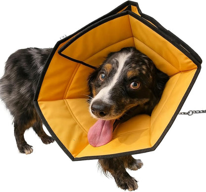 Soft Cone for Dogs Comfortable Adjustable Recovery Collar – Protective E-Collar for Surgery, Neutering & Wounds – Yellow – Sizes L