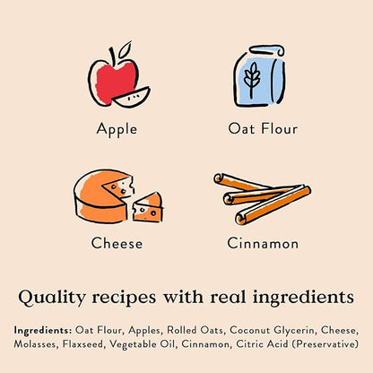 Bocce's Bakery Fireside Apple Pie Treats for Dogs, Wheat-Free Everyday Dog Treats, Made with Real Ingredients, Baked in The USA, Natural Soft & Chewy Cookies, Apples, Cheese & Cinnamon, 6 oz