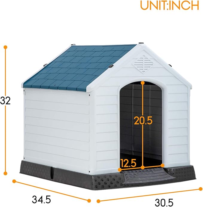 BestPet Dog House Indoor Outdoor Insulated Kennel Durable Plastic Dog House for Small Medium Large Dogs Weather & Water Resistant Pet Crate with Air Vents and Elevated Floor