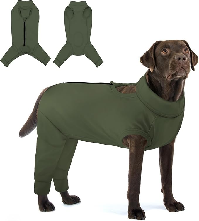 KOESON Back Zipper Dog Surgery Recovery Suit with Rear Leg Sleeve to Stop Licking, Soft Surgical Body Suit for Large Dogs, Breathable Pants for Back Leg Wound Cover, Dog Neuter/Spay Onesie Male Female