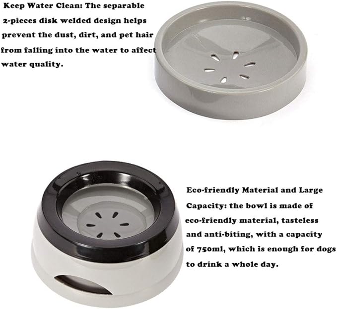 Love Dream No Spill Dog Water Bowl, No Drip Dog Slow Water Feeder No Slip Vehicle Carried Pet Water Dispenser 25 oz with Floating Disk Slow Drinking Bowl for Dogs Cats (Blue)