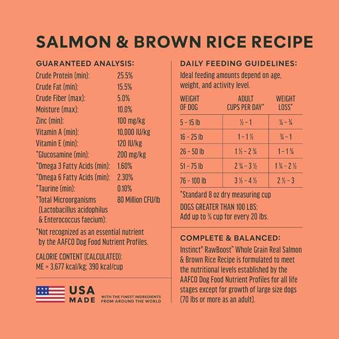 Instinct RawBoost, Natural Dry Dog Food with FreshDried Raw, Whole Grain Recipe - Real Salmon & Brown Rice, 3.5 lb. Bag
