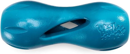 WEST PAW Qwizl Durable Zogoflex Dog Puzzle Toy for Mental Stimulation, and Enrichment - Treat Dispensing for Bully Sticks and Dental Sticks - Dishwasher Safe - Made in USA - Small - River