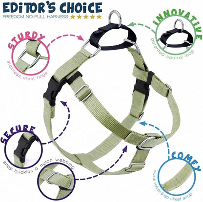2 Hounds Design Freedom No Pull Dog Harness, Adjustable Harness, Easy Walking & Comfortable Control, Fits Small, Medium & Large Dogs, Solid Colors, Made in USA, 1" XXL, Tan