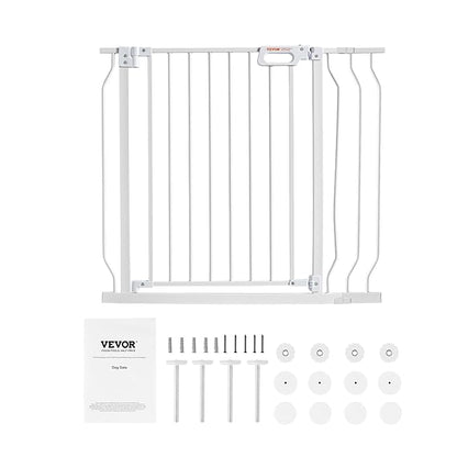 VEVOR Baby Gate, 29.5-37 in Adjustable Width, 30in High Dog Gate, Easy Step Walk Thru, Auto Close, Child Pet Security, with Pressure Mount Kit and Wall Mount Kit, for Stairs Doorways and House, White