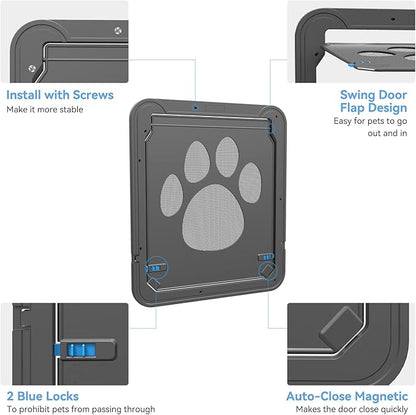 PETLESO Dog Door for Screen Door, Pet Door for Screen Lockable Pet Sliding Door for Small to Large Dogs, Inner Size 12"×14"