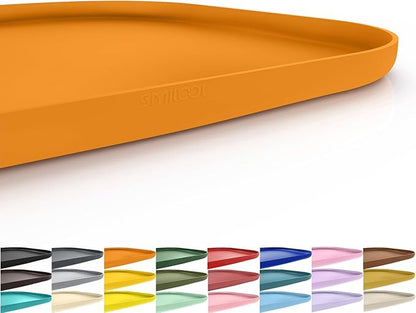 Smilool Silicone Pet Food Mat with Raised Edge for Food and Water Bowl, Dog Feeding Mats, Cat Food Trays for Floor Waterproof, Rubber Tray for Dogs and Cats, 19 x 12 x 0.7 Orange