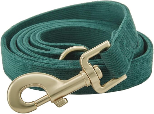 Soft Cotton Dog Leash, 5 Ft Heavy Duty Corduroy Dog Leashes with Gold Metal Hook for Small Medium Large Dogs,Medium,Dark Green