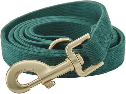Soft Cotton Dog Leash, 5 Ft Heavy Duty Corduroy Dog Leashes with Gold Metal Hook for Small Medium Large Dogs,Small,Dark Green