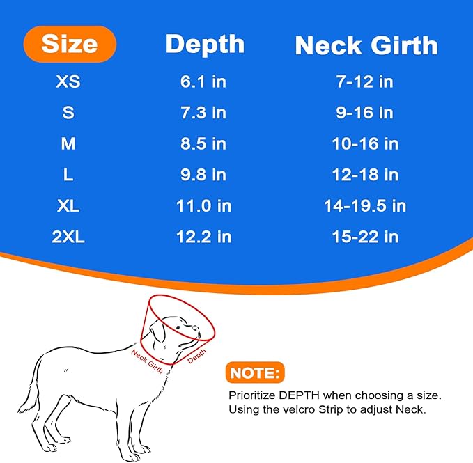 Dog Cone Collar with Soft Liner to Stop Licking, Elizabeth Recovery Collar After Surgery for Large Medium Dogs, Comfortable Pet Head Cone Alternative for Neutering Spay Injury (M)