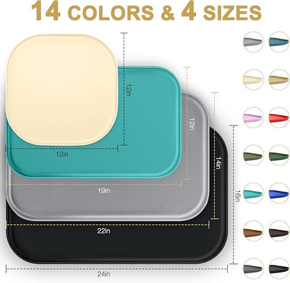 SMILOOL Silicone Pet Feeding Mat with Raised Edge for Food and Water, Dog Bowl Mats, Cat Bowls Placemat with High Lip for Floor Waterproof, Rubber Tray for Cats and Dogs 24 x 16 x0.8 Light Pink