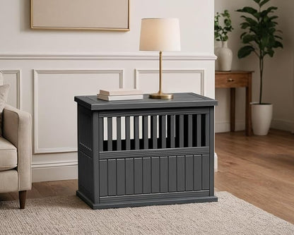 30 INCH Small Dog Crate Furniture Lockable Dog Kennel Indoor Dog Cage Heavy Duty Decorative Plastic Pet Cage End Table for Small/Medium Dogs, Black