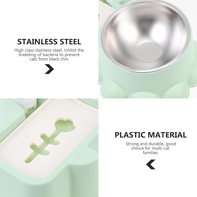 GALPADA Automatic Stainless Steel Dog Bowl with Water Container and Food Dispenser, Wear-Resistant Pet Feeder for Puppies and Dogs, Green, Suitable for Home Use