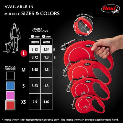 FLEXI New Classic Tape Retractable Dog Leash for Large Dogs Upto 110 lbs. – 16 ft., Red | Tangle Free Pet Walking Leash with One-Handed Brake, Pause, Lock|German Quality Product