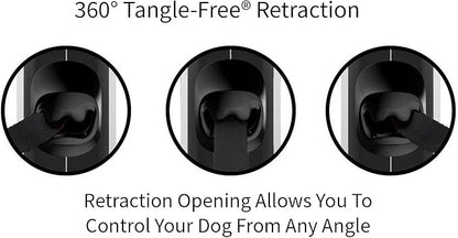 TUG 360° Tangle-Free Retractable Dog Leash with Anti-Slip Handle | 16 ft Strong Nylon Tape | One-Handed Brake, Pause, Lock (Medium, Blue)