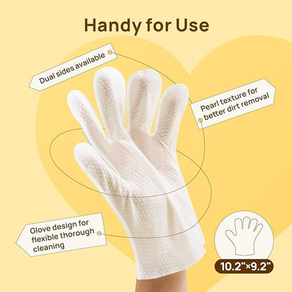 HICC PET Cleaning Deodorizing Glove Wipes for Dogs & Cats, Vet Recommended Hypoallergenic Hydrating & Nourish Fur Pet Grooming Glove Wipes, Pet Bathing Wipes for Horse Coat Care, 20pcs Rose Scent