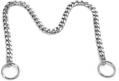 Flat Dog Chain Collar, Metal Slip P-Link Training Heavy Duty Dog Choker Collar Puppy Collars for Small Medium Large Dogs, Silver S