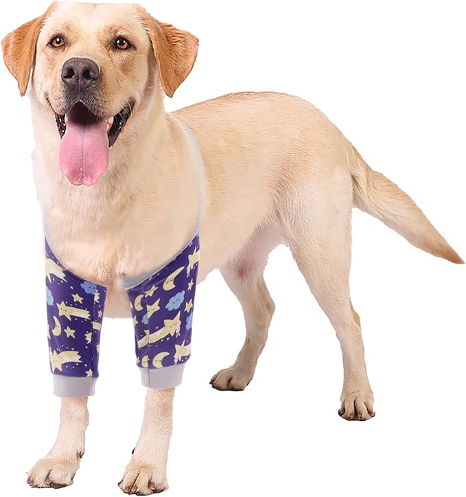 ROZKITCH Dog Surgery Leg Sleeve for Front Legs, Pet Prevent Licking Wound Elbow Knee Protector, Dog Leg Sleeve to Stop Licking Cone Collar Alternative for Sprain ACL CCL Arthritis Blue 2XL
