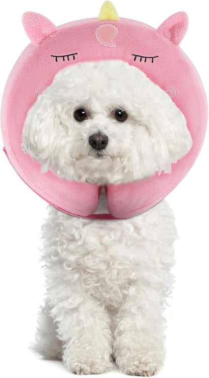 IEUUMLER Inflatable Recovery Dog Collar, Protective Donut Cone, Adjustable Soft Collar for Dog and Cat After Surgery Prevent from Biting & Scratching EU002 - Unicorn M