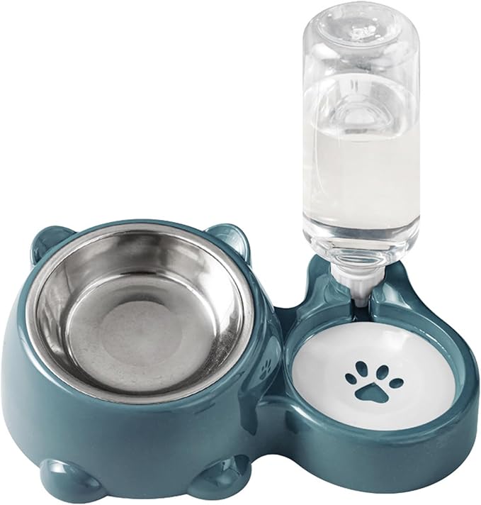 Elevated Pet Feeders with Removable Stainless Steel Bowl and Automatic Water Dispenser and Dogs