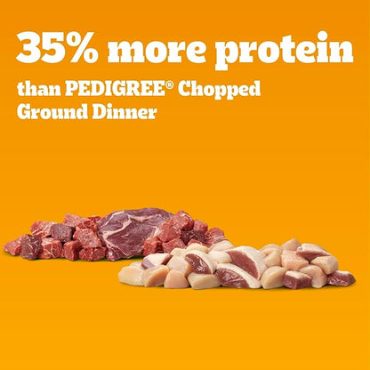 Pedigree High Protein Wet Dog Food, Adult Soft Canned Dog Food Variety Pack, Chicken Duck & Beef Bison Flavor, 13.2 oz. Cans, 12 Count