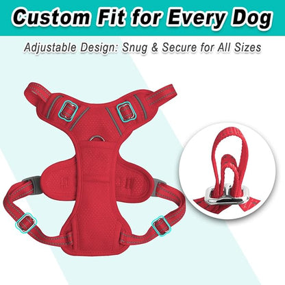 BARKBAY Dog Harness No Pull Mesh for Small Dogs - Adjustable, Reflective, Comfortable, No Choke, Heavy-Duty - Perfect for Outdoor Training, Walking, and Hiking - Strong & Durable - S & Red Mesh