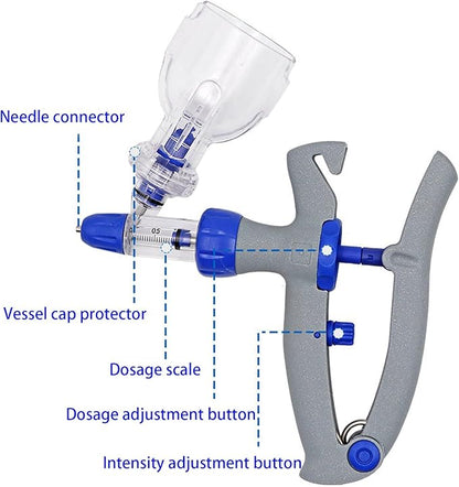 Veterinary Continuous Syringes, Precision Livestock Syringe Gun Adjustable Reusable Animal Injector for Cattle Pig Sheep(A,5ML)