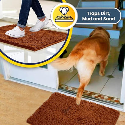 Muddy Mat® | Super Absorbent Door Mat Indoor, Microfiber Quick Dry Chenille Entryway Rug, Non-Slip Front Door Mat, Indoor Mats for Entryway, Machine Washable Pet Rug, Orange 24" x 96"