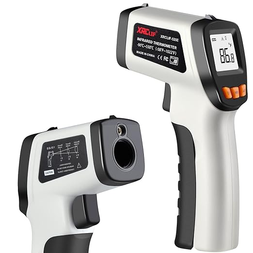 XRCLIF Infrared Thermometer Gun -581112, Laser Thermometer Temperature Gun with LCD Display, Ideal for Cooking, BBQ, Oven, Adjustable Emissivity