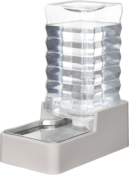 RIZZARI Stainless Steel Pet Water Feeder: 10L Large Gravity Waterer, Less Refills - Leak-Proof Auto Refill - Anti-Tip Base - Easy Clean - No Filter - for 40-60 LB Dogs - Multi-Pet/Garage/Travel