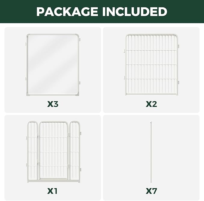 FXW AuraSpace Pro Acrylic & Wire Mesh Indoor Dog Playpen, 32" Height 6 Panels Metal Dog Pen for Small and Medium Dogs, White│Patented