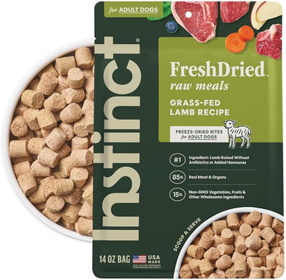Instinct FreshDried Bites, Natural Freeze-Dried Dog Food, Grain-Free - Grass-Fed Lamb, 14 oz. Bag