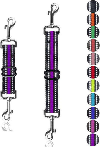 Prong Collar Safety Clip,Dog Safety Clip Dog Harness Connector, Adjustable Reflective Nylon Backup LeashClip Harness Leash Connector Backup Clasp (Thickening Purple)