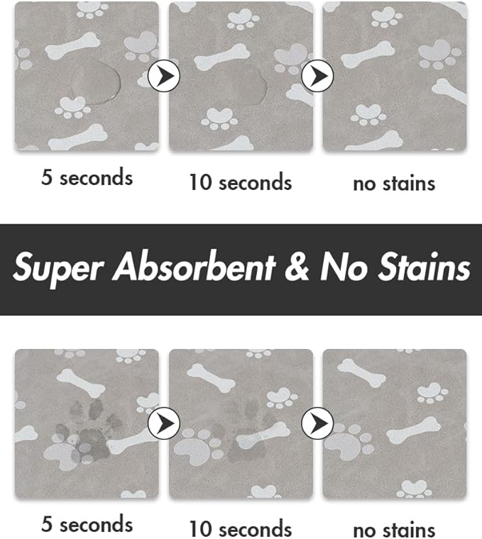 MontVoo Dog Food Mat-Pet Feeding Mat for Food and Water-No Stains Quick Dry Dispenser Cat Bowl Mat for Messy Drinkers(12"X19" Grey)