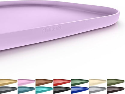 Smilool Silicone Pet Food Mat with Raised Edge for Food and Water Bowl, Dog Feeding Mats, Cat Food Trays for Floor Waterproof, Rubber Tray for Dogs and Cats, 22 x 14 x 0.8 Lavender