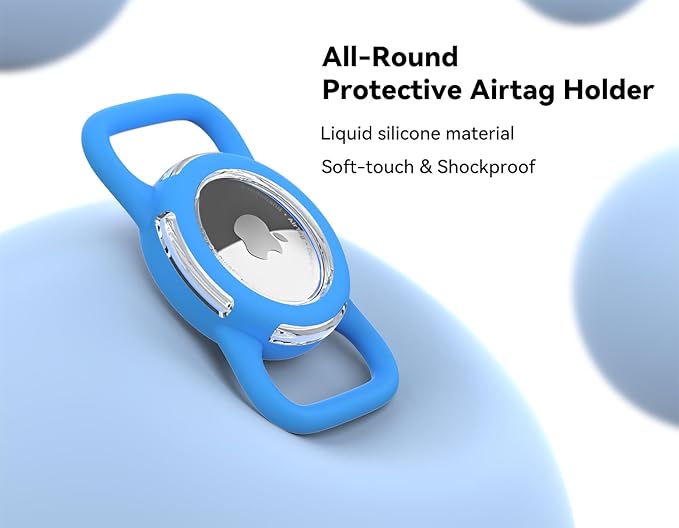 Waterproof Airtag Holder for Dog Collar, Soft Full-Body Protective Airtag Holder for Dog & Cat Collars, Ultra-Durable, Easy Installation, Lightweight Clear Airtag Case (Blue, Regular)