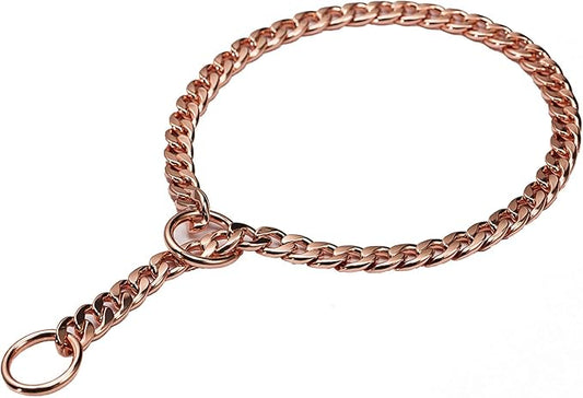 Stainless Steel P Chock Metal Chain -JYHY Dog Necklace Collars Walking Training Pet Supplies for Small Medium Large Dogs (22", Rose Gold)
