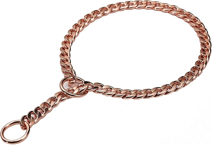 Stainless Steel P Chock Metal Chain -JYHY Dog Necklace Collars Walking Training Pet Supplies for Small Medium Large Dogs (Rose Gold, 28" (Fits Neck 24" to 26"))