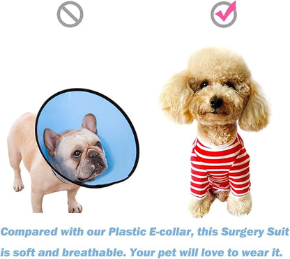 Dog’s Recovery Suit Post Surgery Shirt for Puppy, Full Coverage Dog's Bodysuit Wound Protective Surgical Clothes for Small and Medium Pets (Purple White Stripe-XL)